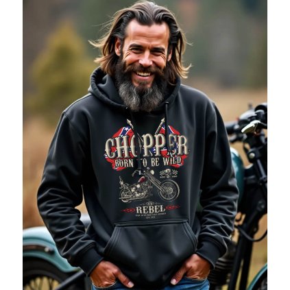 Pánská Mikina Přes Hlavu S Kapucí Chopper Born To Be Wild model komprese