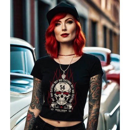 Dámské Tričko S Krátkým Rukávem Fire Skull modelka komprese