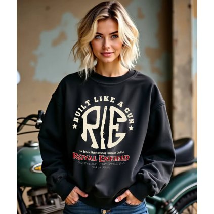Dámská Mikina S Kapucí Přes Hlavu Royal Enfield Gun modelka komprese
