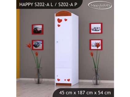 Skříň Happy SZ02 - včelka se srdcem (Barva bílá, Otevírání dvířek pravé, Vnitřek skříně šatní tyč)