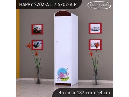 Skříň Happy SZ02 - slimák (Barva bílá, Otevírání dvířek pravé, Vnitřek skříně šatní tyč)