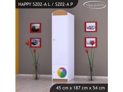 Skříň Happy SZ02 - slon s balonkem (Barva bílá, Otevírání dvířek pravé, Vnitřek skříně šatní tyč)