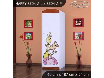 Skříň Happy SZ04 - safari (Barva bílá, Otevírání dvířek pravé, Vnitřek skříně šatní tyč)