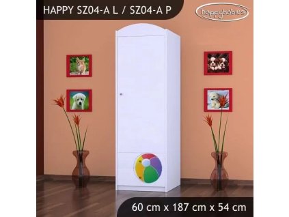 Skříň Happy SZ04 - slon s balonkem (Barva bílá, Otevírání dvířek pravé, Vnitřek skříně šatní tyč)