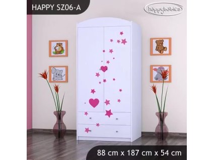 Skříň Happy SZ06 - čarodějka (Barva bílá, Vnitřek skříně šatní tyč)