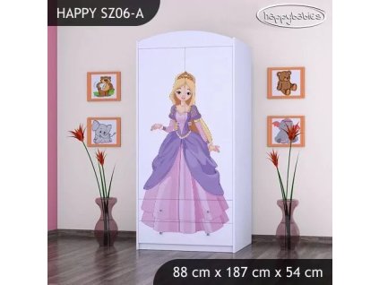 Skříň Happy SZ06 - princ a princezna (Barva bílá, Vnitřek skříně šatní tyč)