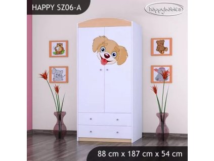 Skříň Happy SZ06 - pejsek (Barva bílá, Vnitřek skříně šatní tyč)