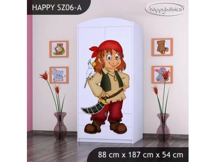 Skříň Happy SZ06 - pirát (Barva bílá, Vnitřek skříně šatní tyč)