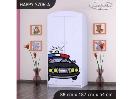 Skříň Happy SZ06 - policie (Barva bílá, Vnitřek skříně šatní tyč)