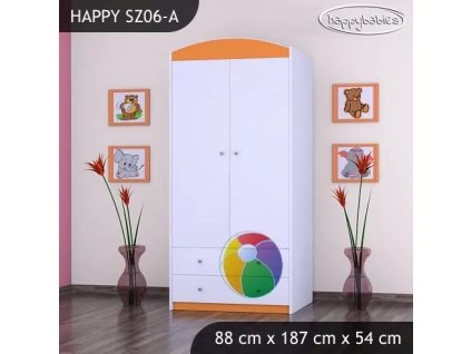Skříň Happy SZ06 - slon s balonkem (Barva bílá, Vnitřek skříně šatní tyč)