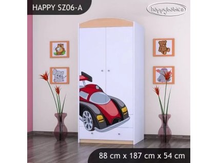 Skříň Happy SZ06 - super bolid (Barva bílá, Vnitřek skříně šatní tyč)