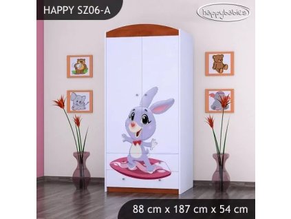 Skříň Happy SZ06 - super zajíček (Barva bílá, Vnitřek skříně šatní tyč)