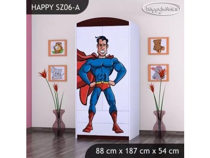 Skříň Happy SZ06 - superman (Barva bílá, Vnitřek skříně šatní tyč)