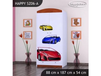 Skříň Happy SZ06 - závod (Barva bílá, Vnitřek skříně šatní tyč)