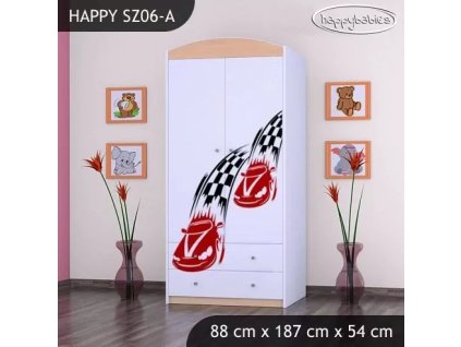 Skříň Happy SZ06 - závod F1 (Barva bílá, Vnitřek skříně šatní tyč)