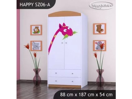 Skříň Happy SZ06 - žirafa (Barva bílá, Vnitřek skříně šatní tyč)