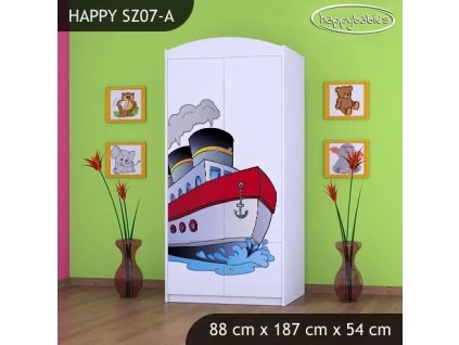 Skříň Happy SZ07 - velká loď (Barva bílá, Vnitřek skříně šatní tyč)