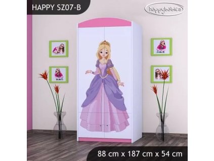 Skříň Happy SZ07 - princ a princezna (Barva bílá, Vnitřek skříně šatní tyč)