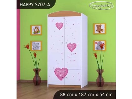 Skříň Happy SZ07 - víla se srdcem (Barva bílá, Vnitřek skříně šatní tyč)