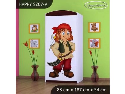 Skříň Happy SZ07 - pirát (Barva bílá, Vnitřek skříně šatní tyč)