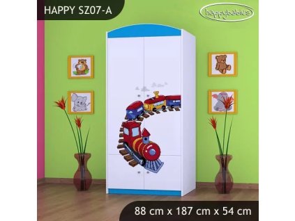 Skříň Happy SZ07 - vláček (Barva bílá, Vnitřek skříně šatní tyč)