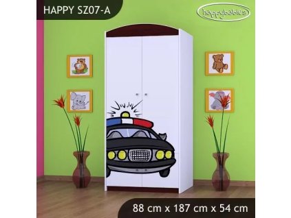 Skříň Happy SZ07 - policie (Barva bílá, Vnitřek skříně šatní tyč)