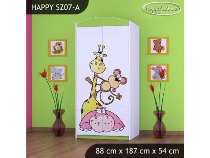 Skříň Happy SZ07 - safari (Barva bílá, Vnitřek skříně šatní tyč)