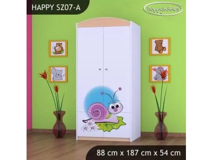 Skříň Happy SZ07 - slimák (Barva bílá, Vnitřek skříně šatní tyč)