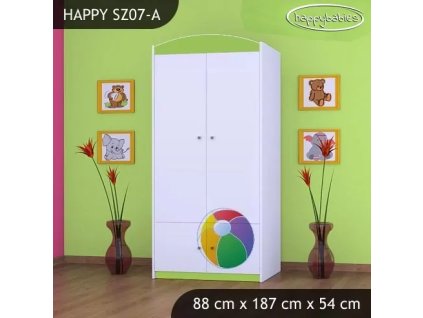Skříň Happy SZ07 - slon s balónkem (Barva bílá, Vnitřek skříně šatní tyč)