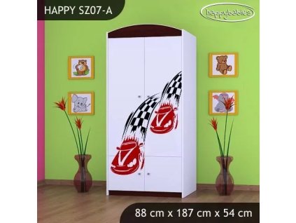 Skříň Happy SZ07 - závod F1 (Barva bílá, Vnitřek skříně šatní tyč)