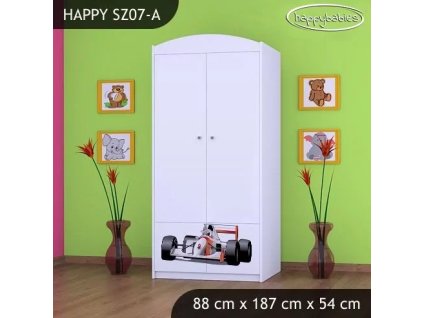 Skříň Happy SZ07 - formule (Barva bílá, Vnitřek skříně šatní tyč)