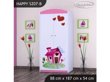 Skříň Happy SZ07 - začarovaný domeček (Barva bílá, Vnitřek skříně šatní tyč)