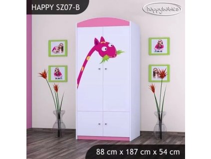 Skříň Happy SZ07 - žirafa (Barva bílá, Vnitřek skříně šatní tyč)