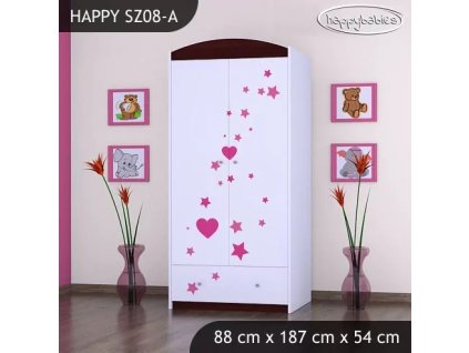 Skříň Happy SZ08 - čarodějka (Barva bílá, Vnitřek skříně šatní tyč)