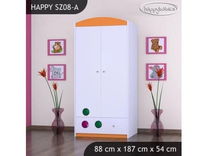 Skříň Happy SZ08 - barevný želvík (Barva bílá, Vnitřek skříně šatní tyč)