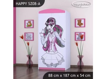 Skříň Happy SZ08 - monster toralei (Barva bílá, Vnitřek skříně šatní tyč)