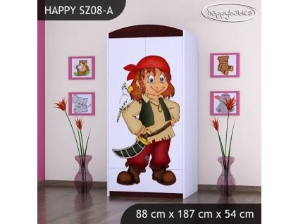 Skříň Happy SZ08 - pirát (Barva bílá, Vnitřek skříně šatní tyč)