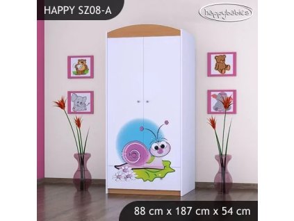 Skříň Happy SZ08 - slimák (Barva bílá, Vnitřek skříně šatní tyč)