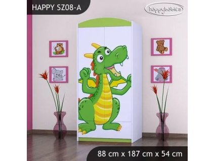 Skříň Happy SZ08 - drak (Barva bílá, Vnitřek skříně šatní tyč)