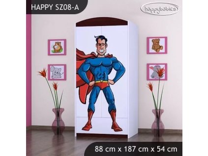 Skříň Happy SZ08 - super man (Barva bílá, Vnitřek skříně šatní tyč)