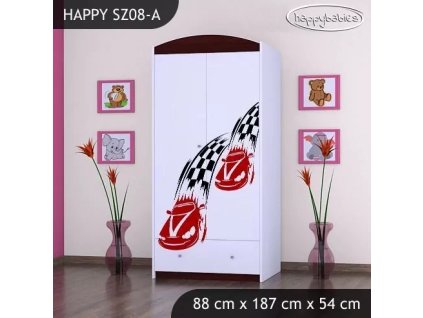 Skříň Happy SZ08 - závod F1 (Barva bílá, Vnitřek skříně šatní tyč)