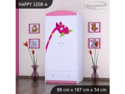 Skříň Happy SZ08 - žirafa (Barva bílá, Vnitřek skříně šatní tyč)