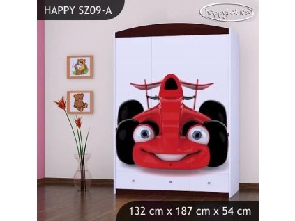 Skříň Happy SZ09 - auto s vlajkou (Barva bílá)
