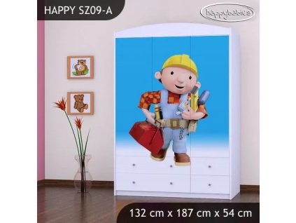Skříň Happy SZ09 - bořek stavitel (Barva bílá)