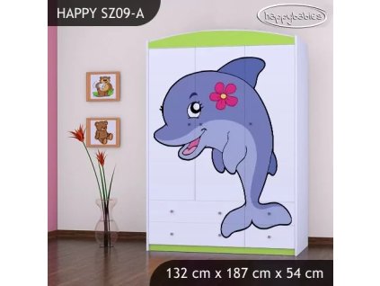 Skříň Happy SZ09 - delfín (Barva bílá)