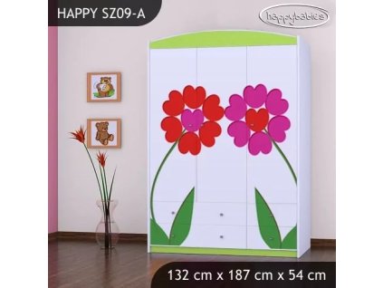Skříň Happy SZ09 - dva květy (Barva bílá)