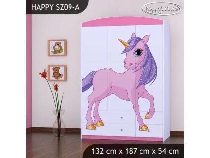Skříň Happy SZ09 - jednorožec (Barva bílá)