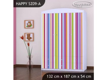 Skříň Happy SZ09 - barevné pásky (Barva bílá)