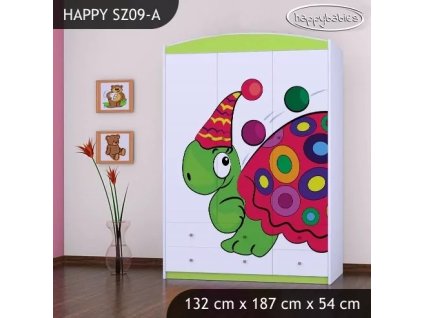 Skříň Happy SZ09 - barevný želvík (Barva bílá)
