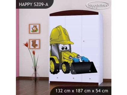Skříň Happy SZ09 - bagr (Barva bílá)